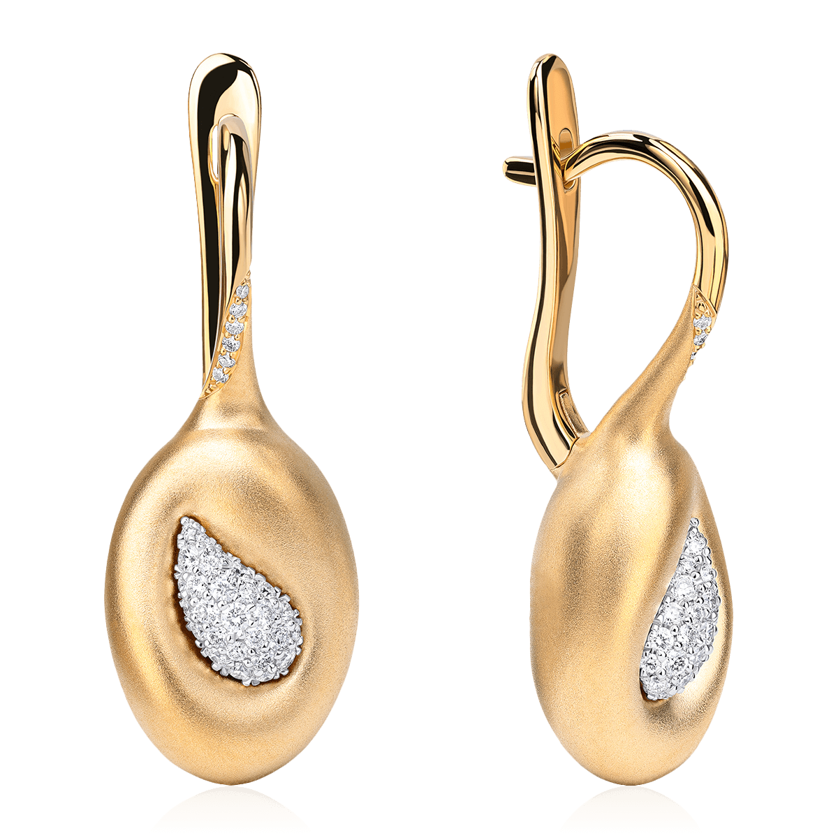 Серьги с бриллиантами из желтого золота 750 пробы (арт. 124270)