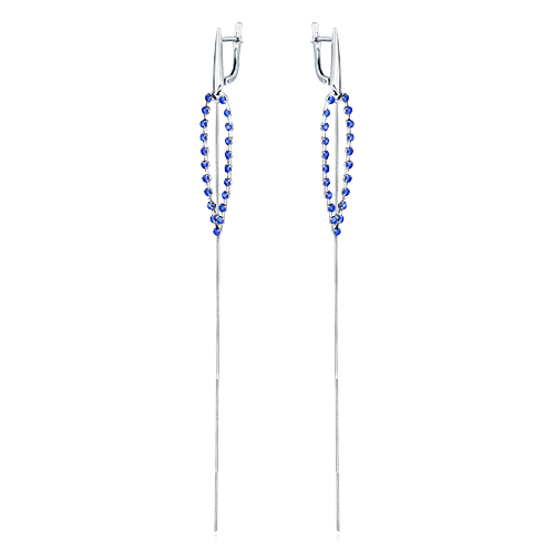 Серьги с сапфиром из белого золота 585 пробы (арт. 96625)