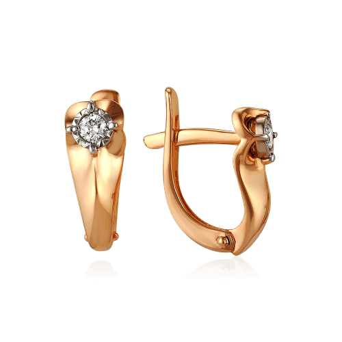 Серьги с бриллиантами из красного золота 585 пробы (арт. 63632)