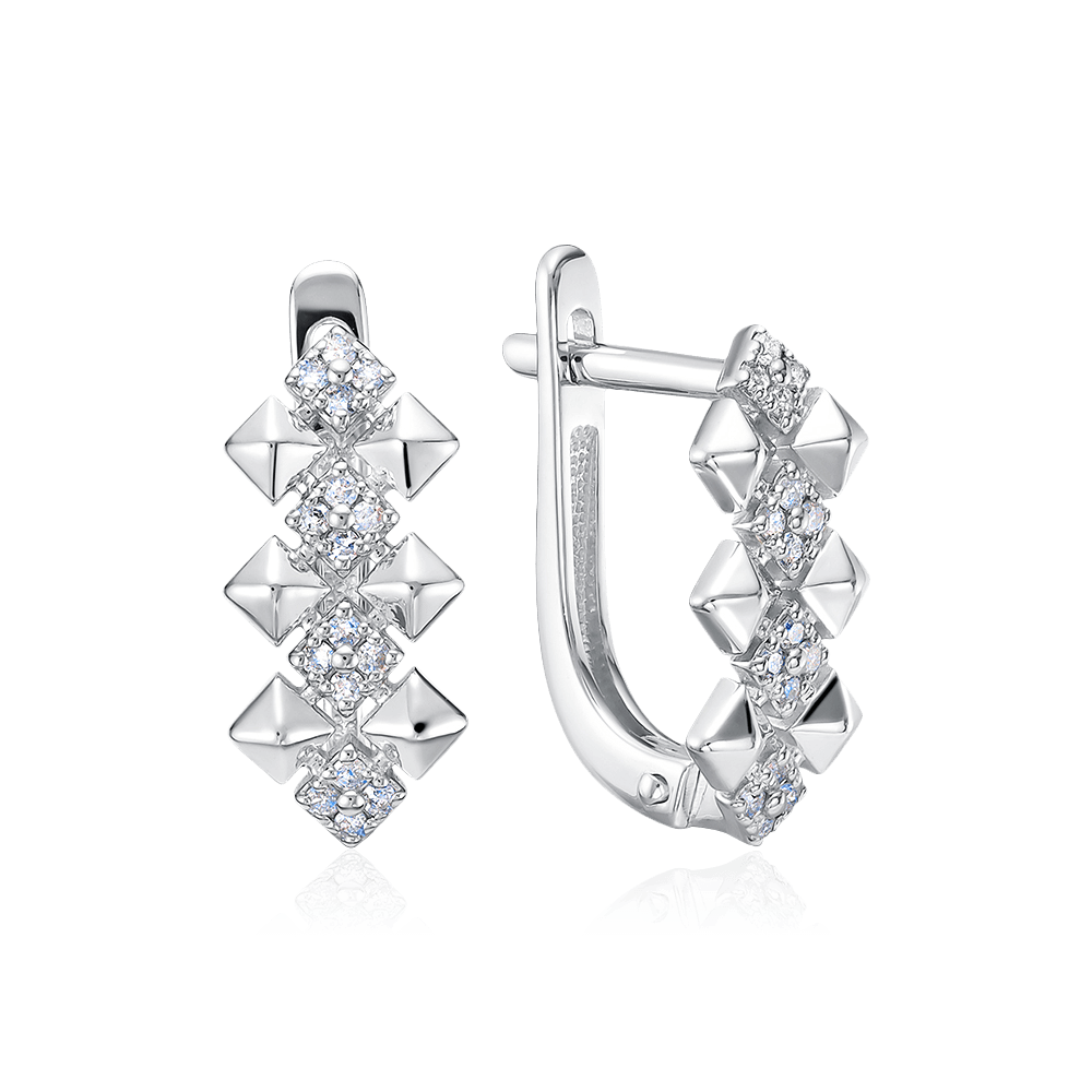 Серьги с бриллиантами из белого золота 585 пробы, фото № 1