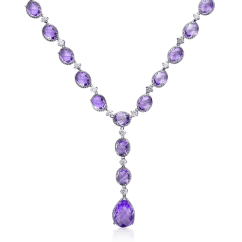Колье с аметистом, фианитами из белого золота 585 пробы (арт. 45898)