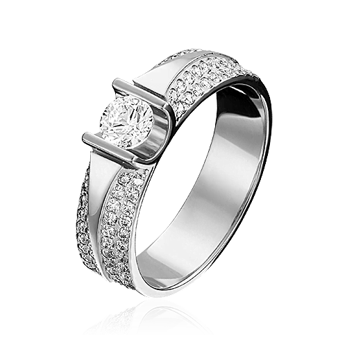 Кольцо с бриллиантами из белого золота 585 (арт. 86540)