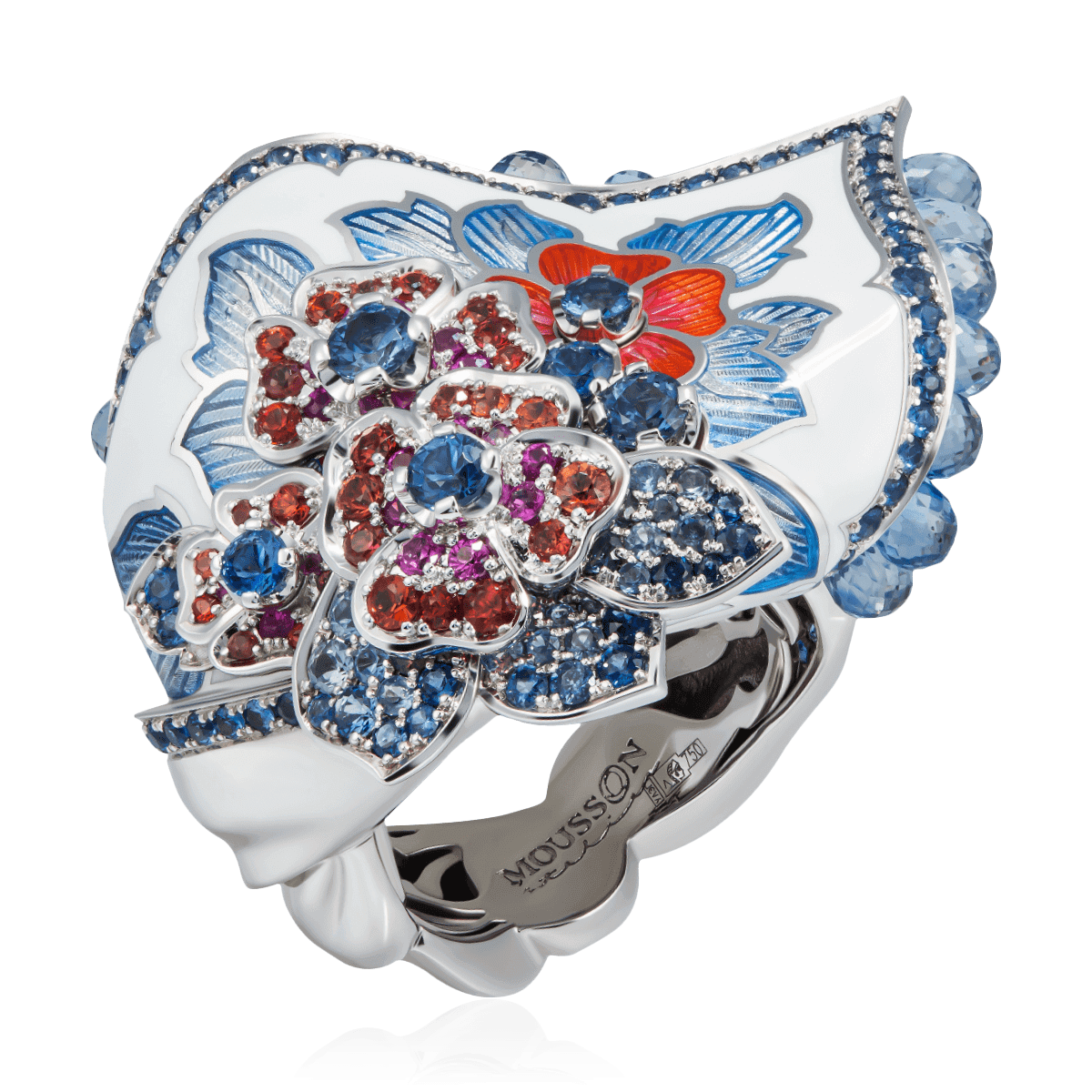 Кольцо с сапфиром из белого золота 750 пробы (арт. 124374)