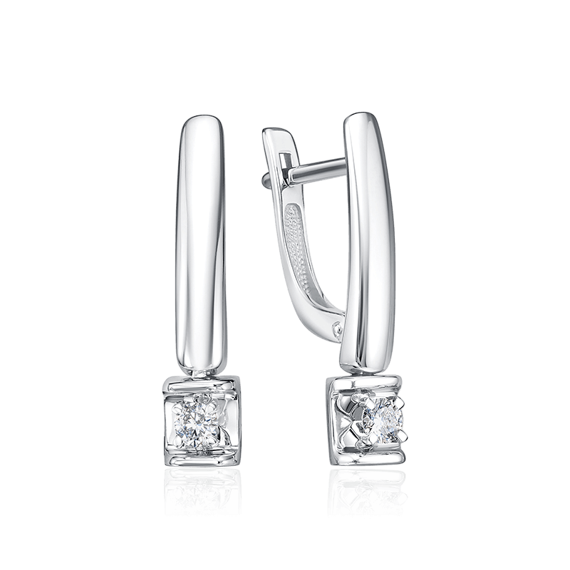 Серьги с бриллиантами из белого золота 585 пробы (арт. 125492)
