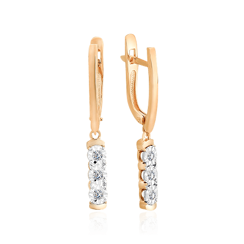 Серьги с бриллиантами из красного золота 585 пробы (арт. 63814)