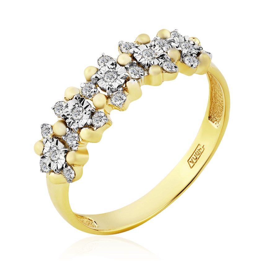 Кольцо с бриллиантами из комбинированного золота 585 пробы (арт. 95951)