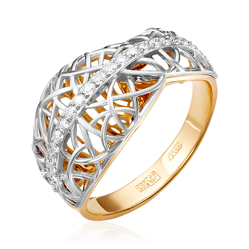 Кольцо с бриллиантами из комбинированного золота 585 (арт. 68152)