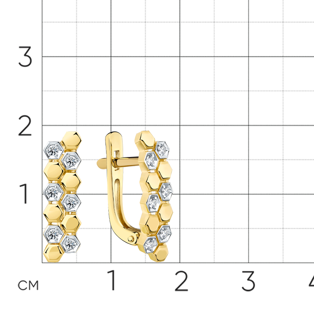 Серьги с бриллиантами из желтого золота 585 пробы, фото № 2