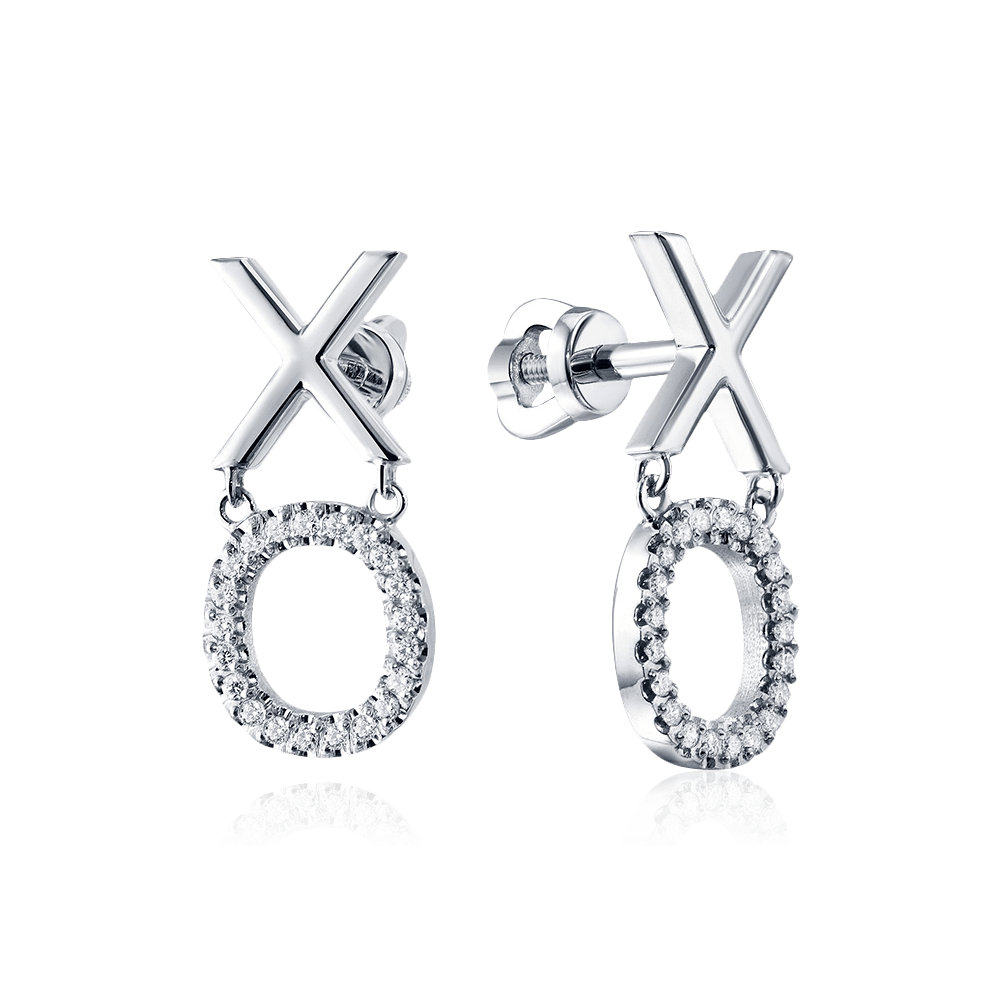 Серьги с бриллиантами из белого золота 585 пробы, фото № 1