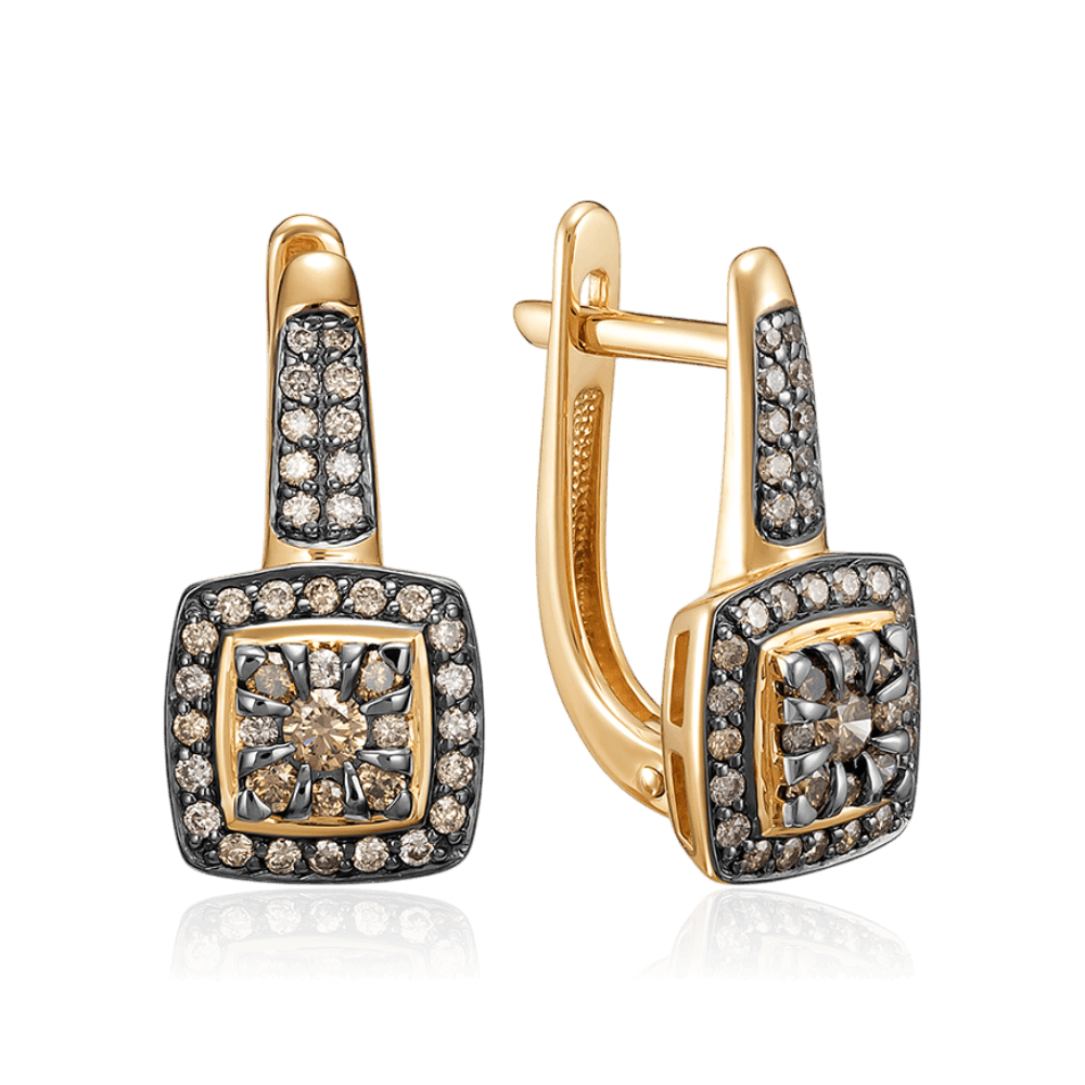 Серьги с бриллиантами из красного золота 585 пробы (арт. 134622)