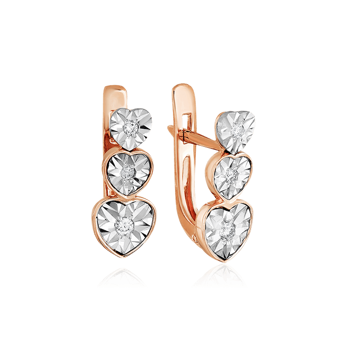 Серьги с бриллиантами из красного золота 585 пробы (арт. 63920)