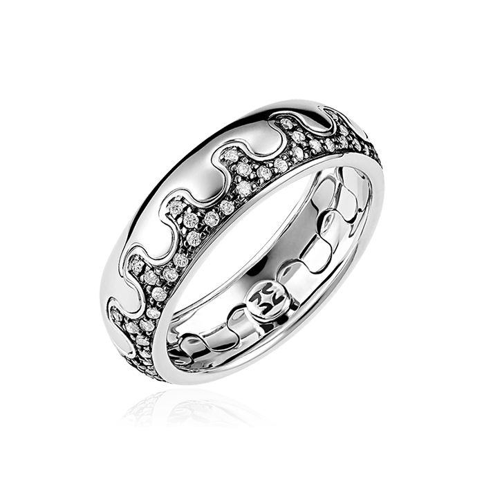 Обручальное кольцо с бриллиантами из белого золота 585 пробы (арт. 74666)