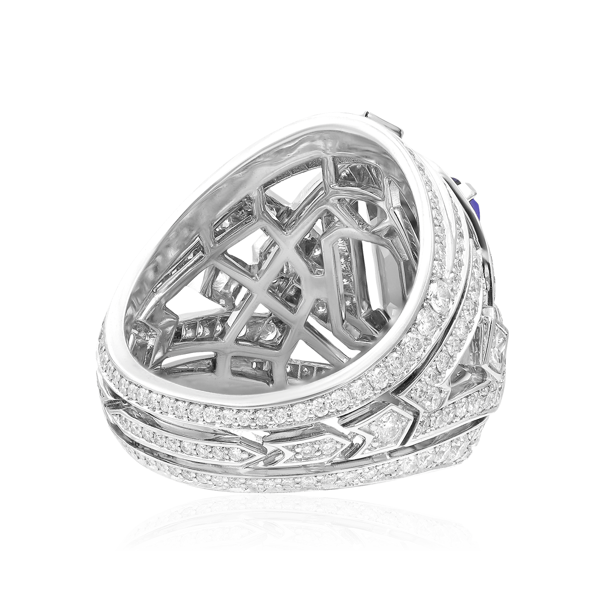 Кольцо с танзанитом, бриллиантами из белого золота 750 пробы, фото № 3