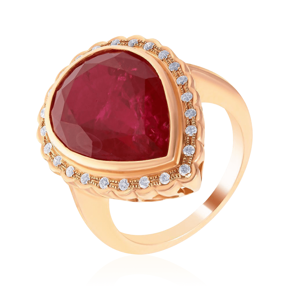 Кольцо с рубином, бриллиантами из красного золота 585 пробы (арт. 103067)