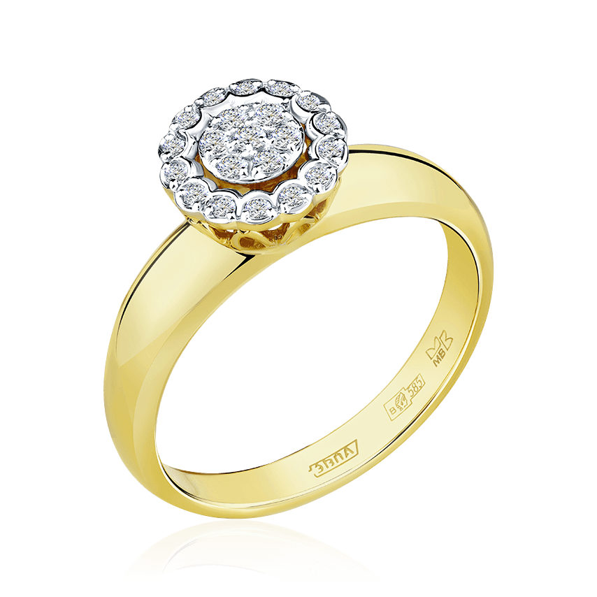 Кольцо с бриллиантами из желтого золота 585 пробы (арт. 103259)
