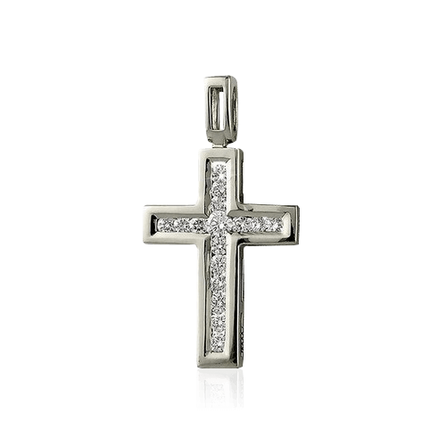 Крест с бриллиантами из белого золота 585 пробы (арт. 56391)