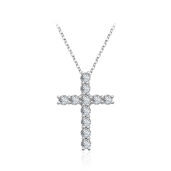 Крестик с бриллиантами из белого золота 585 пробы (арт. 70186)