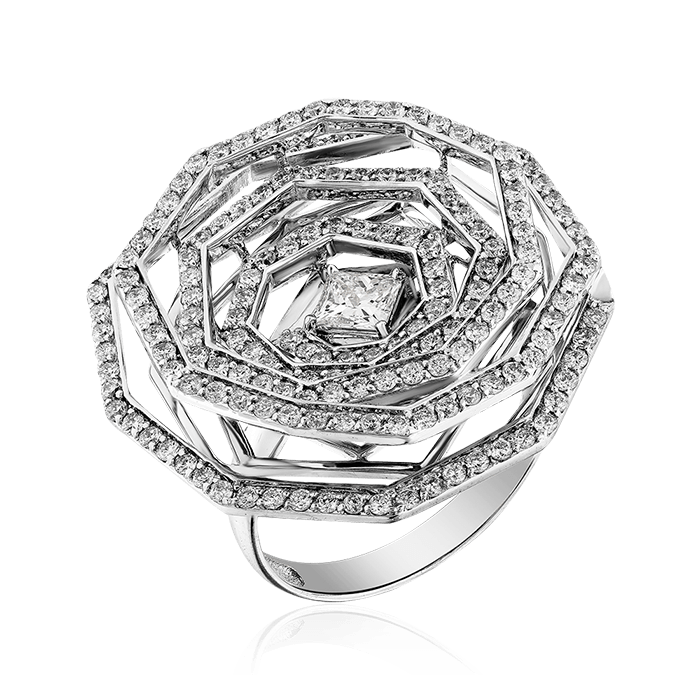 Кольцо с бриллиантами из белого золота 585 (арт. 69070)