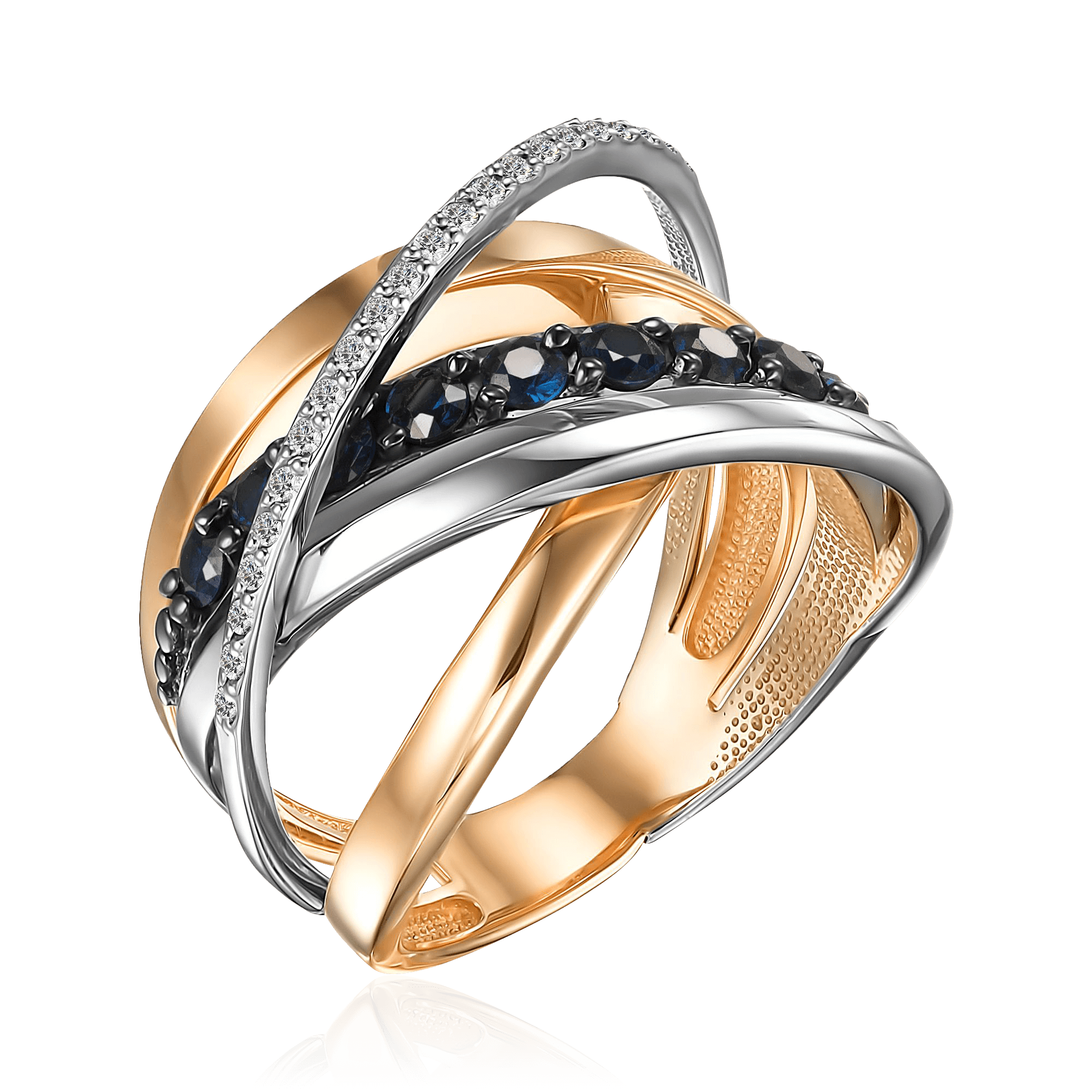 Кольцо с сапфиром, бриллиантами из красного золота 585 пробы, фото № 1