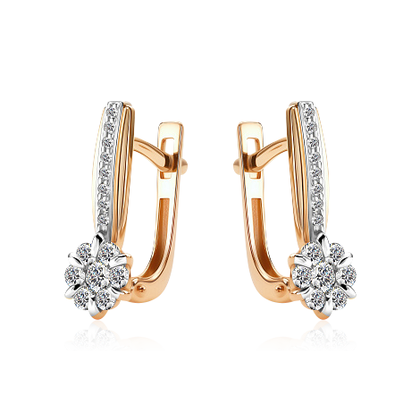 Серьги с бриллиантами из красного золота 585 пробы, фото № 7