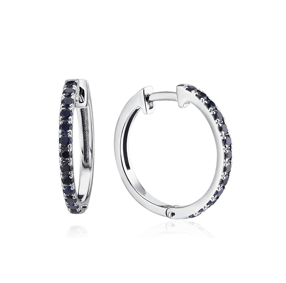 Серьги с сапфиром из белого золота 585 пробы (арт. 131275)