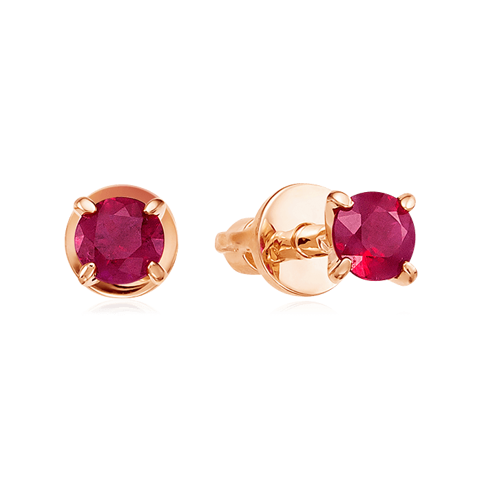 Серьги с рубином из красного золота 585 пробы (арт. 62237)