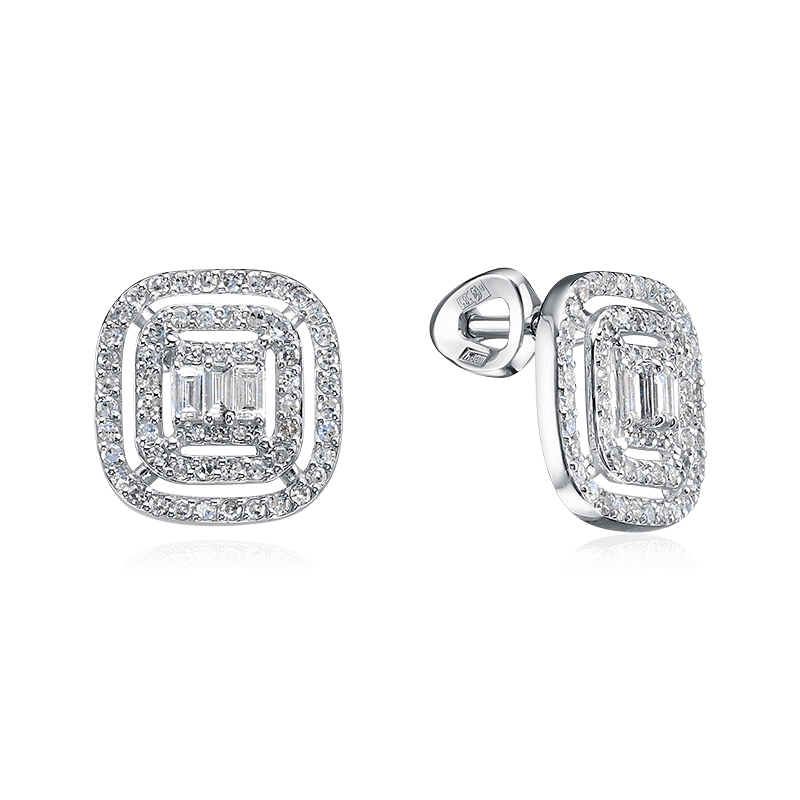 Серьги с бриллиантами из белого золота 585 пробы (арт. 122682)