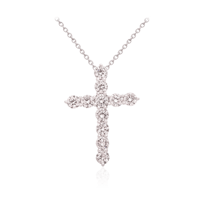 Крест с бриллиантами из белого золота 585 пробы (арт. 56240)