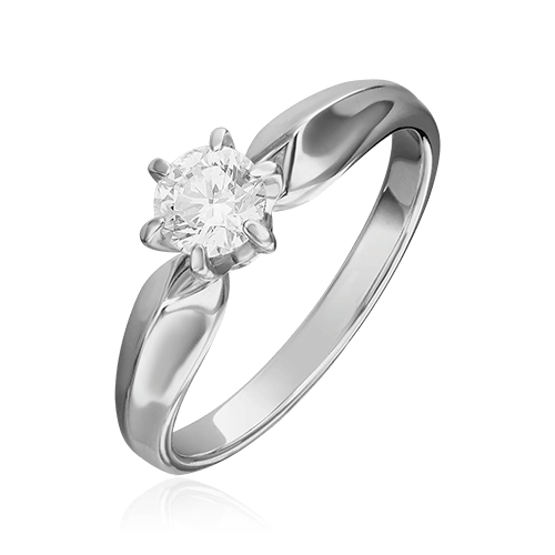Кольцо с 1 бриллиантом из белого золота 585, фото № 1