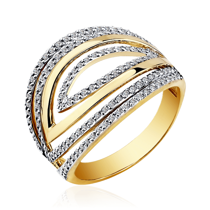 Кольцо с бриллиантами из желтого золота 585 пробы (арт. 92018)