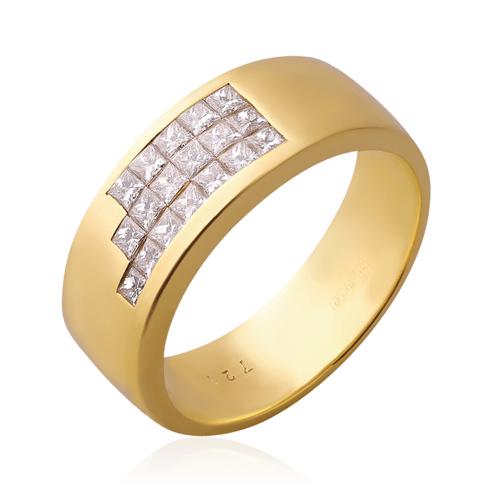 Кольцо с бриллиантами из желтого золота 750 (арт. 75588)
