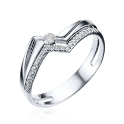 Кольцо с бриллиантами из белого золота 585 пробы из коллекции Trendy (арт. 43238)