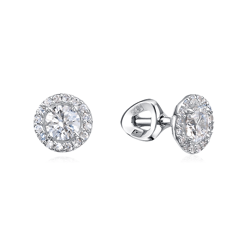 Серьги с бриллиантами из белого золота 585 пробы, фото № 1