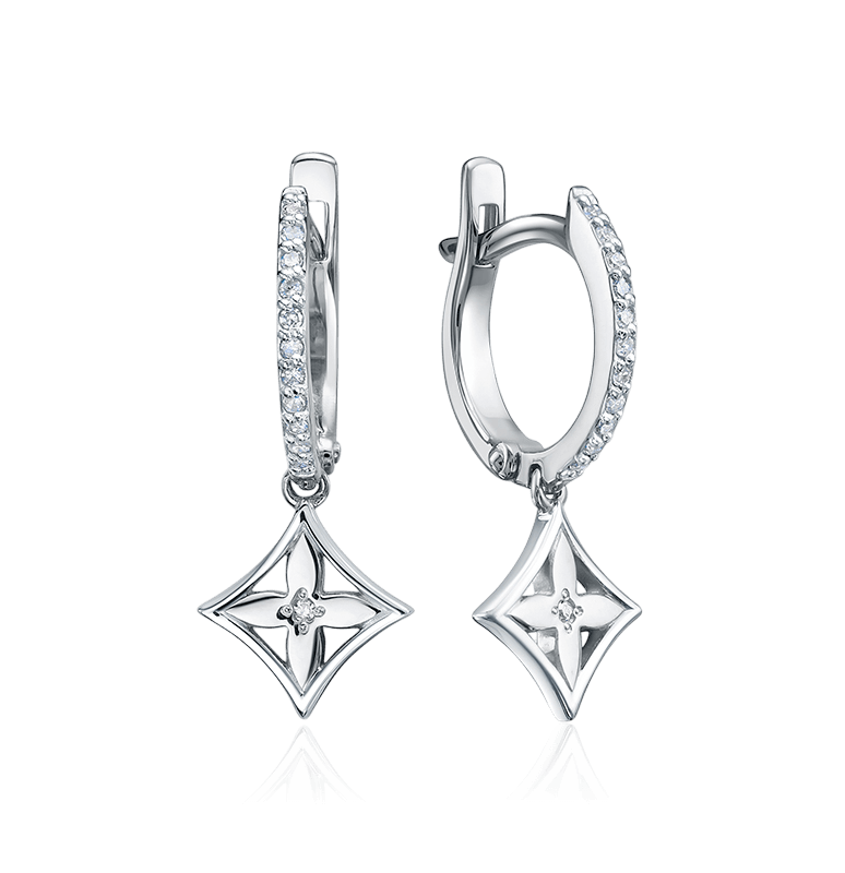 Серьги с бриллиантами из белого золота 585 пробы (арт. 125378)
