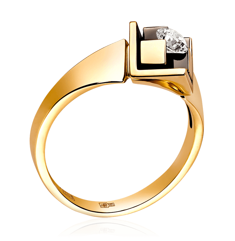 Кольцо с бриллиантами из желтого золота 585 (арт. 50385)