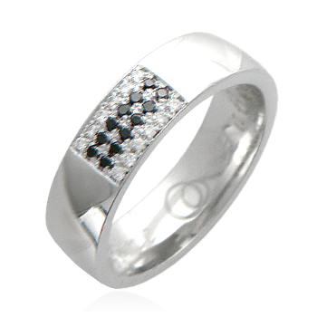 Обручальное кольцо с бриллиантами из белого золота 585 пробы