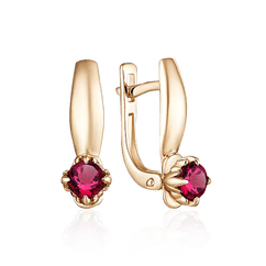 Серьги с рубином из красного золота 585 пробы (арт. 46357)