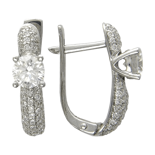 Серьги с бриллиантами из белого золота 750 пробы, фото № 1