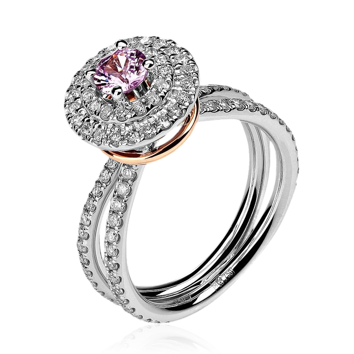 Кольцо из коллекции BRIDAL с бриллиантами, сапфиром фантазийным из комбинированного золота 750 пробы, фото № 1