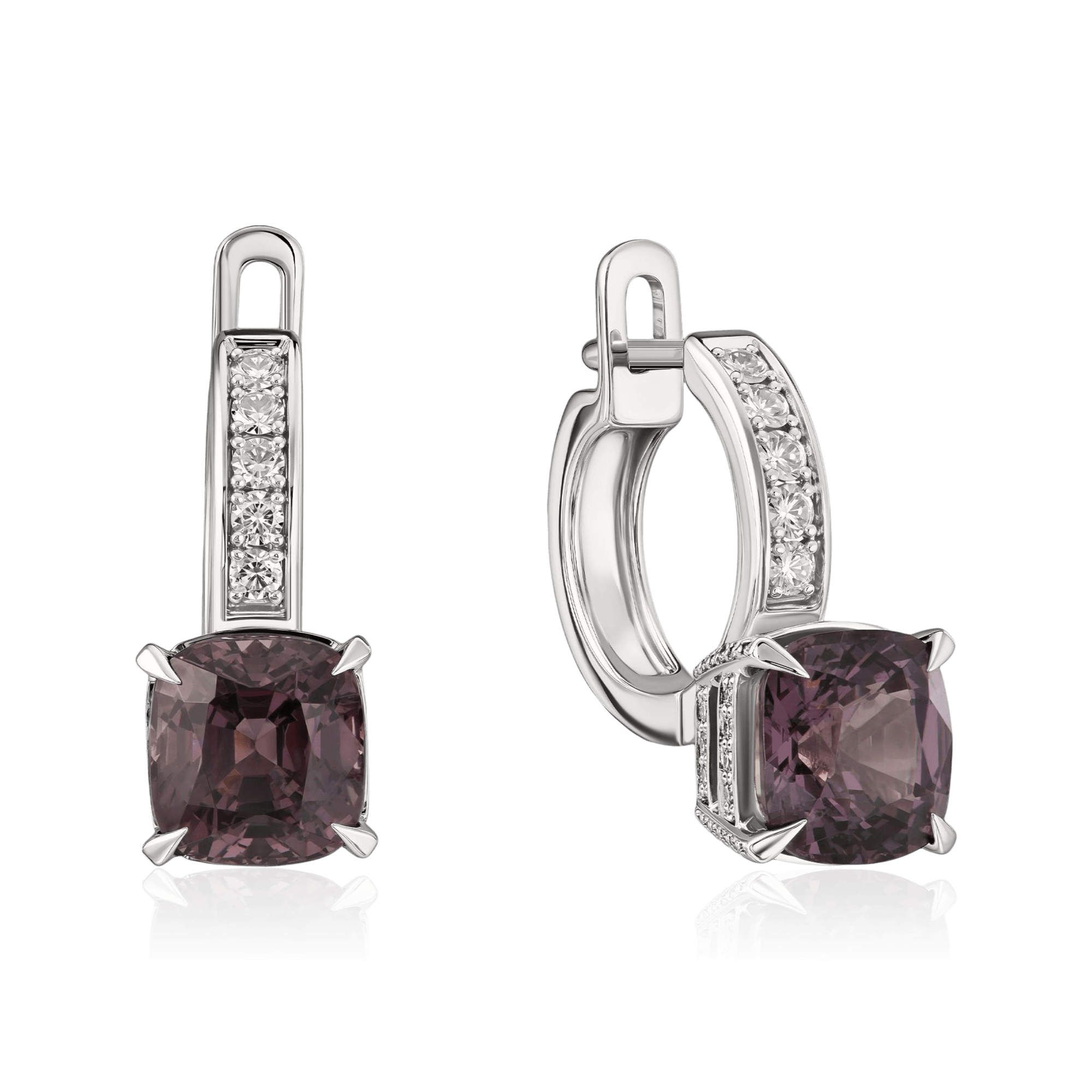 Серьги с бриллиантами, шпинелью из белого золота 750 пробы (арт. 124992)