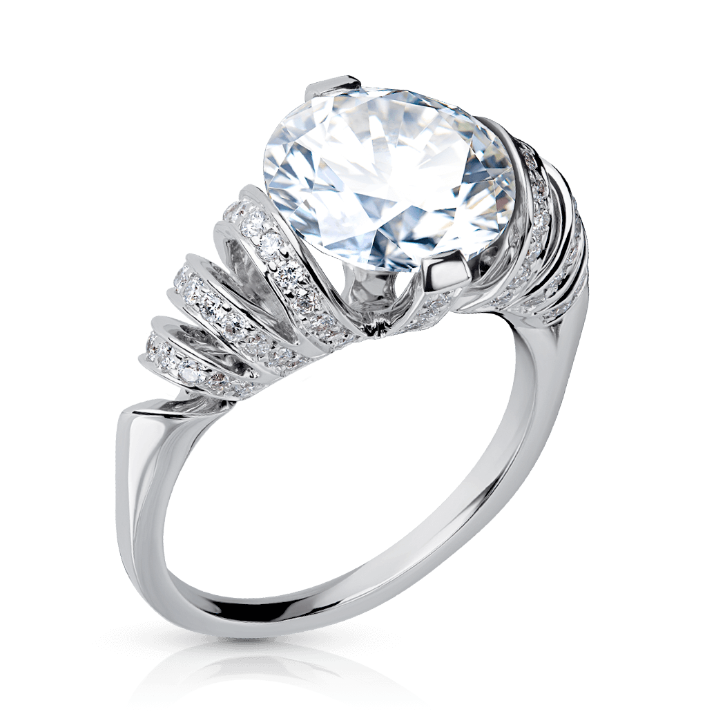 Кольцо с бриллиантами из белого золота 750, фото № 1
