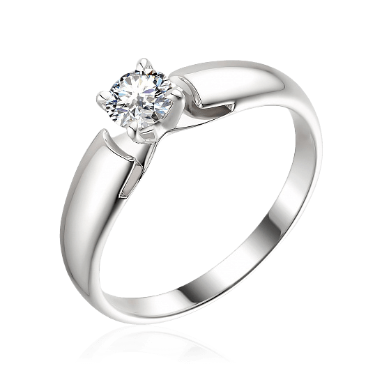 Кольцо с 1 бриллиантом из белого золота 585, фото № 1