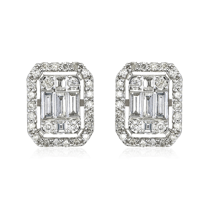 Серьги с бриллиантами из белого золота 585 пробы, фото № 1