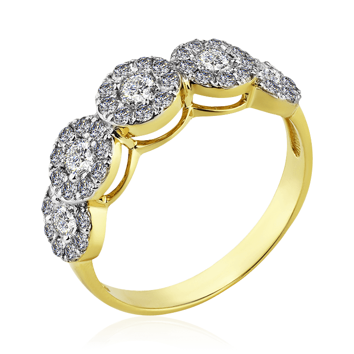 Кольцо с бриллиантами из комбинированного золота 585 пробы (арт. 92013)