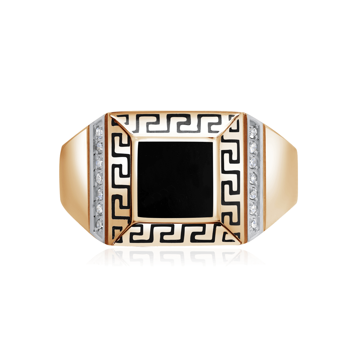 Мужское кольцо с бриллиантами из красного золота 585 пробы (арт. 103999)