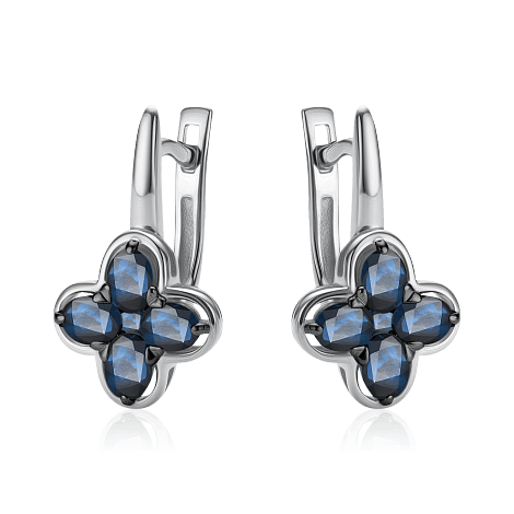 Серьги с сапфиром из белого золота 585 пробы, фото № 1