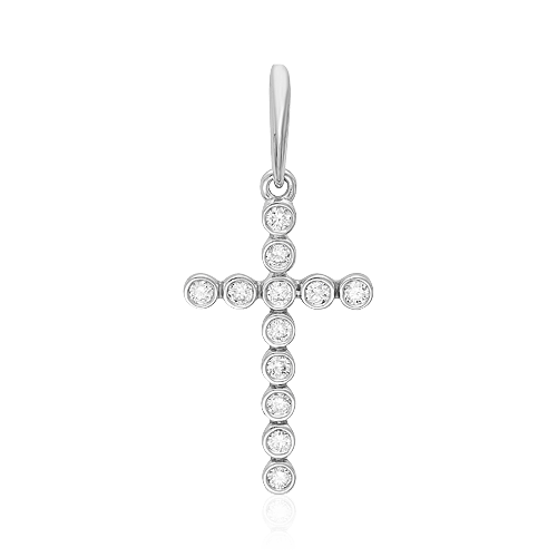 Крест с бриллиантами из белого золота 585 пробы (арт. 59465)