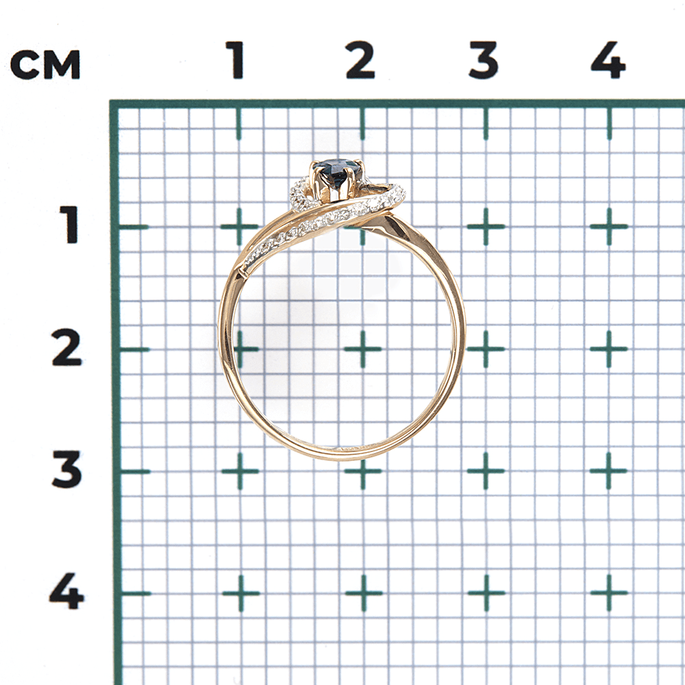 Кольцо с сапфиром, бриллиантами из красного золота 585 пробы, фото № 3