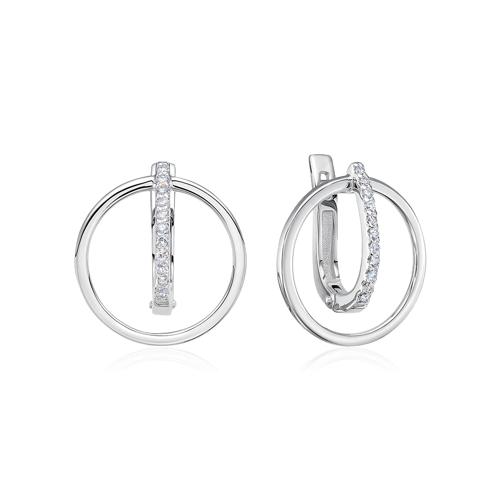 Серьги с бриллиантами из белого золота 585 пробы (арт. 116356)