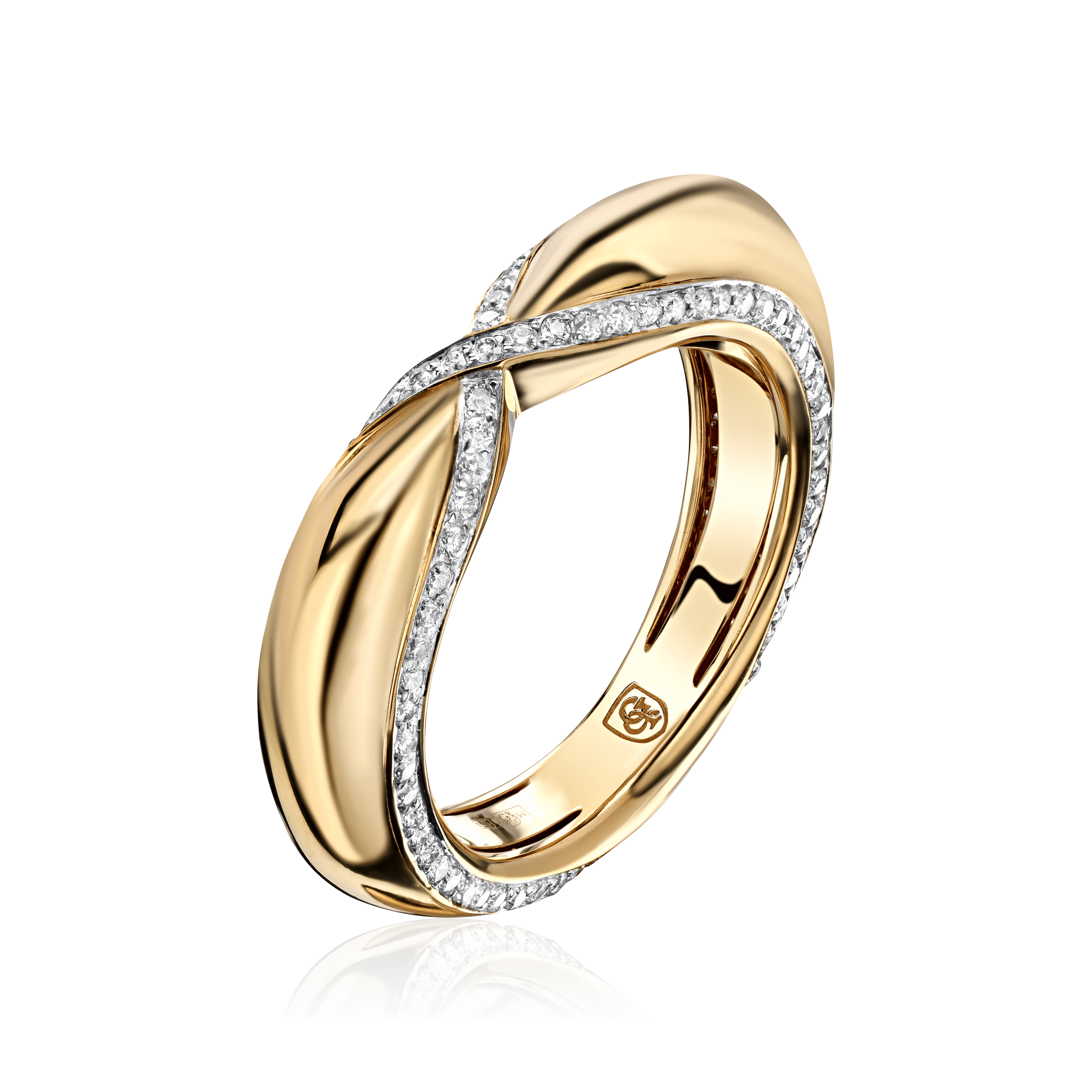 Кольцо с бриллиантами из желтого золота 585 пробы (арт. 101596)